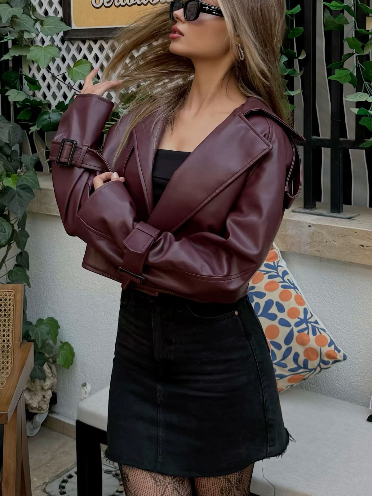 Carmen - Burgundy Biker Jas