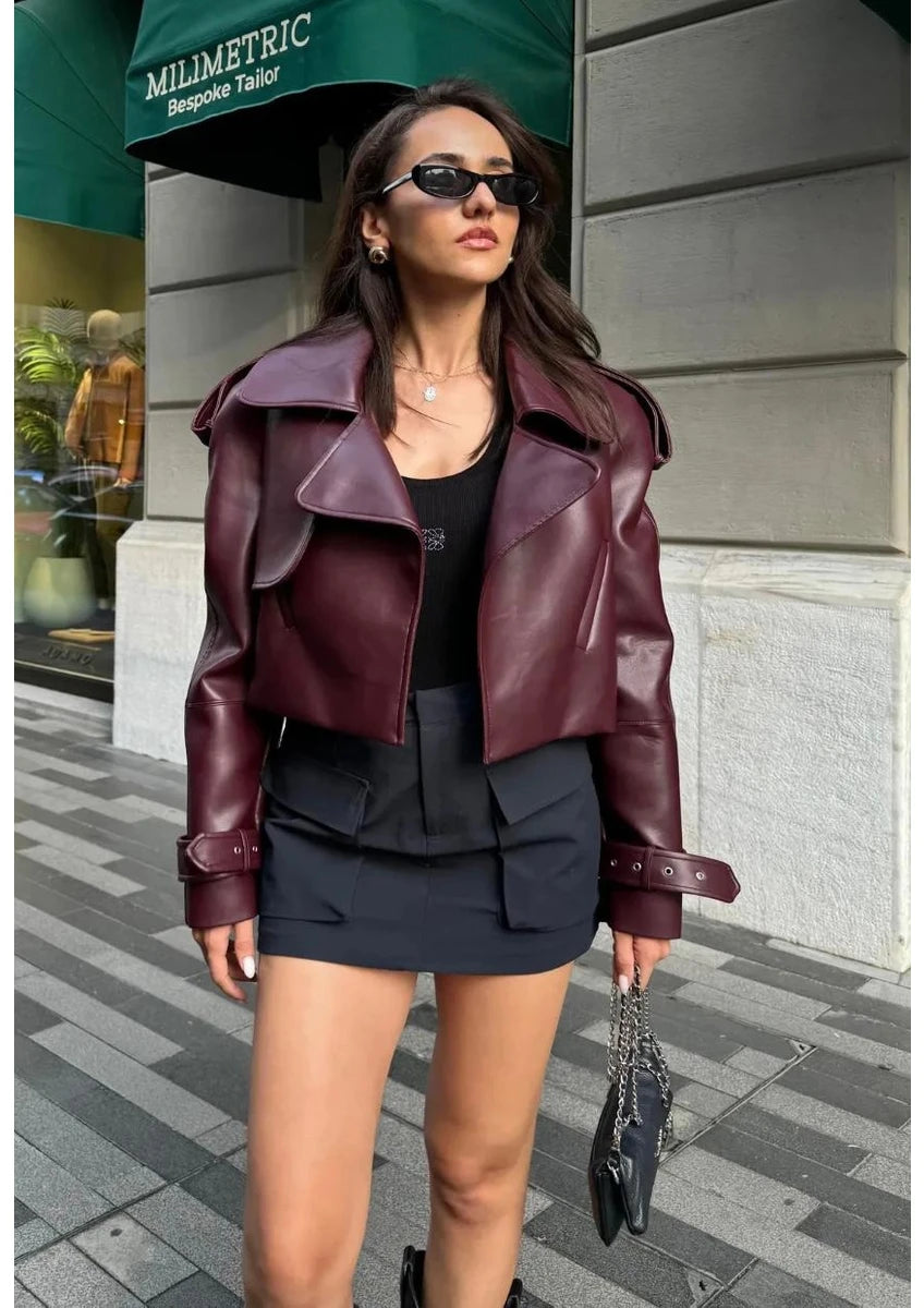 Carmen - Burgundy Biker Jas